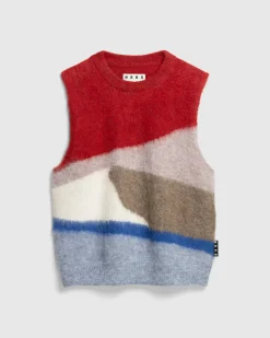 Highsnobiety HS05 Alpaca Abstract Sweater Vest Red/Blue- Knitwear