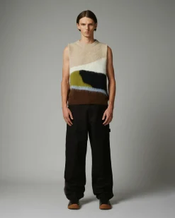 Highsnobiety HS05 Alpaca Abstract Sweater Vest Beige/Brown- Knitwear
