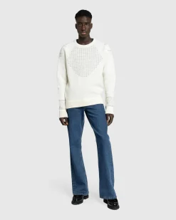 GmbH Alpaca Wool Blend Knit Jumper Off White/Grey- Knitwear