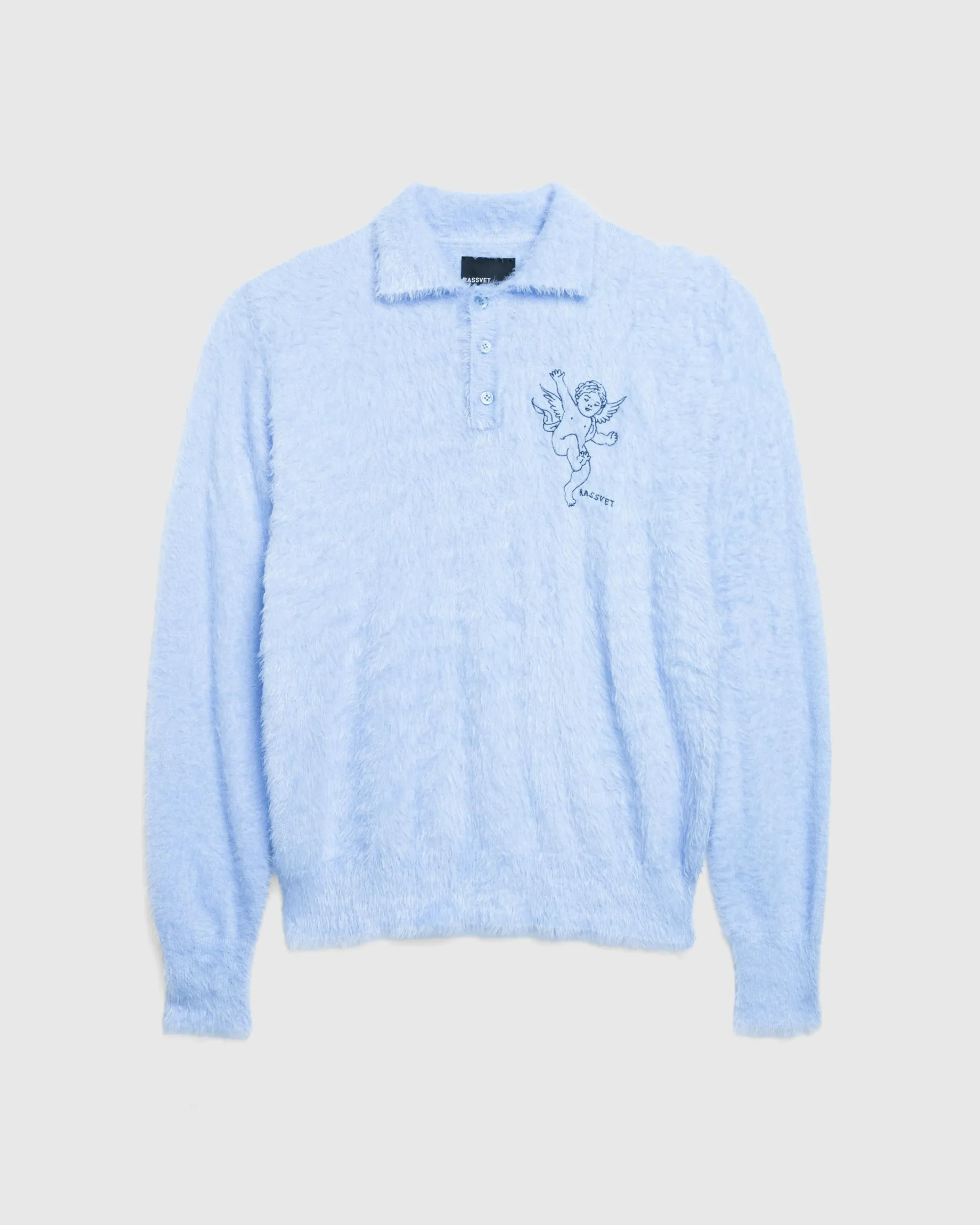 Rassvet ANGEL MOHAIR POLO KNIT LIGHT BLUE- Tops