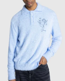 Rassvet ANGEL MOHAIR POLO KNIT LIGHT BLUE- Tops