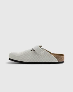 Birkenstock Boston Suede Leather Corduroy Antique White- Shoes