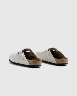 Birkenstock Boston Suede Leather Corduroy Antique White- Shoes