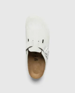 Birkenstock Boston Suede Leather Corduroy Antique White- Shoes