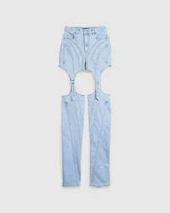 Mugler Buckled Chaps Skinny Jeans Tokyo Blue- Pants