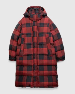 Woolrich Black Label Buffalo Check Long Parka Red/Black- Outerwear