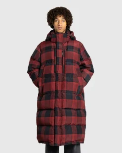 Woolrich Black Label Buffalo Check Long Parka Red/Black- Outerwear