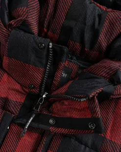 Woolrich Black Label Buffalo Check Long Parka Red/Black- Outerwear