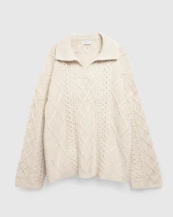 Guess USA Cable Knit Sweater Pearl White Multi- Knitwear