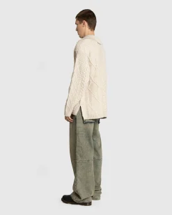 Guess USA Cable Knit Sweater Pearl White Multi- Knitwear