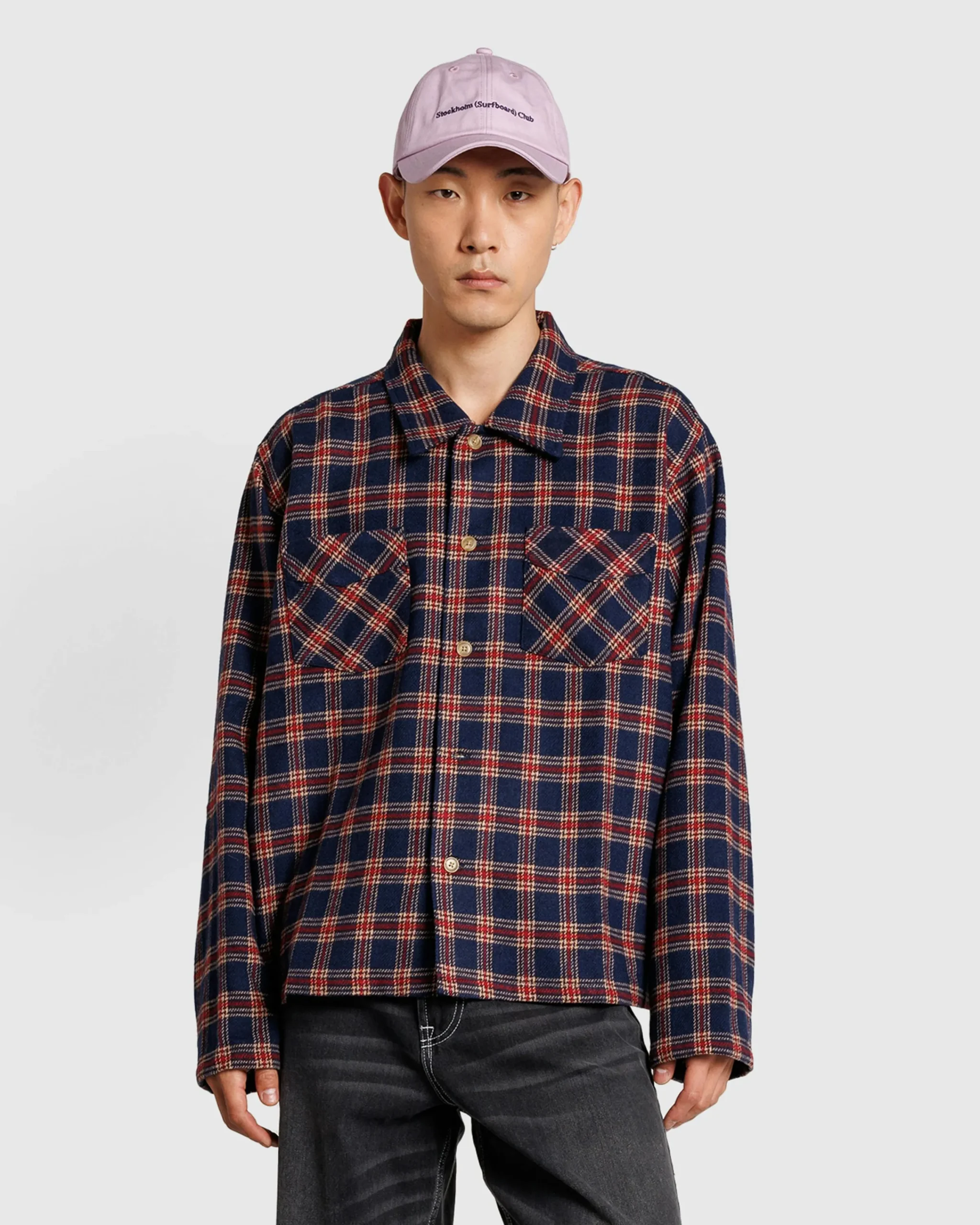 Stockholm Surfboard Club Club Overshirt Red Blue Check- Shirts