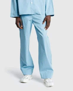 Tekla Cotton Poplin Pyjamas Pants Mist Stripes- Underwear And Loungewear