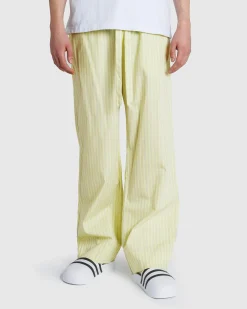 Tekla Cotton Poplin Pyjamas Pants Light Moss Stripes- Underwear And Loungewear