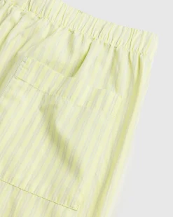 Tekla Cotton Poplin Pyjamas Pants Light Moss Stripes- Underwear And Loungewear