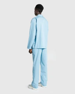 Tekla Cotton Poplin Pyjamas Shirt Mist Stripes- Underwear And Loungewear