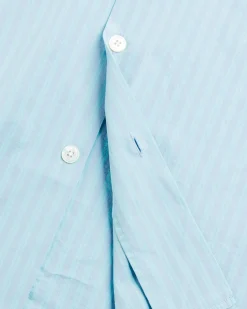 Tekla Cotton Poplin Pyjamas Shirt Mist Stripes- Underwear And Loungewear