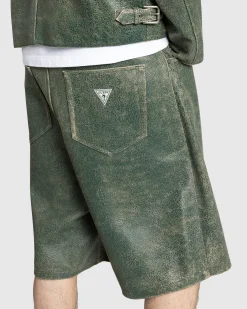 Guess USA Crackle Leather Shorts Castle Green Multi- Shorts