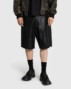 Guess USA Crackle Leather Shorts Jet Black Multi- Shorts