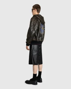 Guess USA Crackle Leather Shorts Jet Black Multi- Shorts