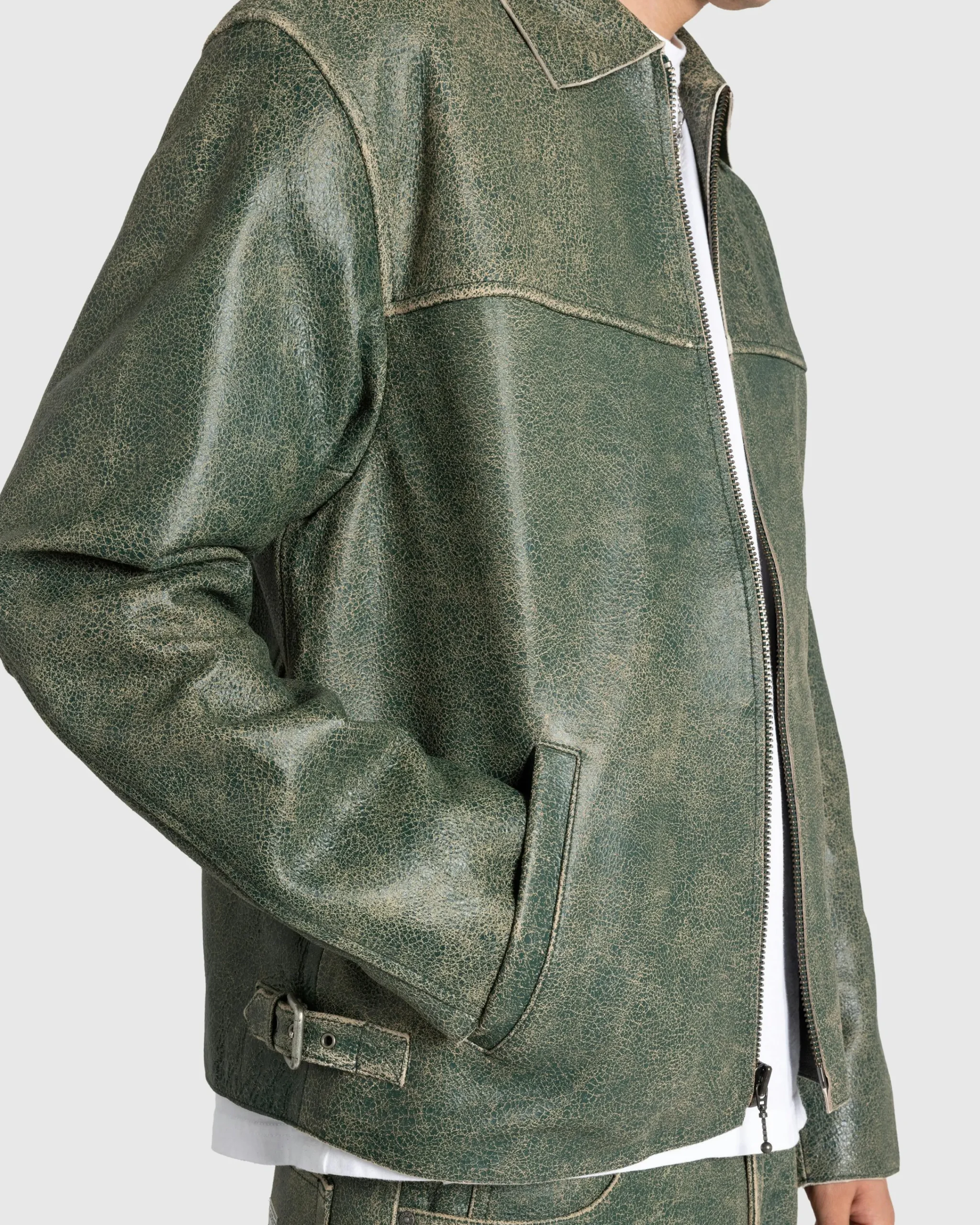 Guess USA Crackled Leather Jacket Castle Multi- Outerwear