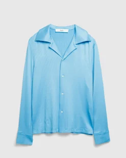Séfr Darian Shirt Cyan Jersey Rib- Shirts