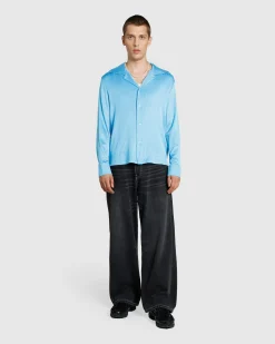 Séfr Darian Shirt Cyan Jersey Rib- Shirts