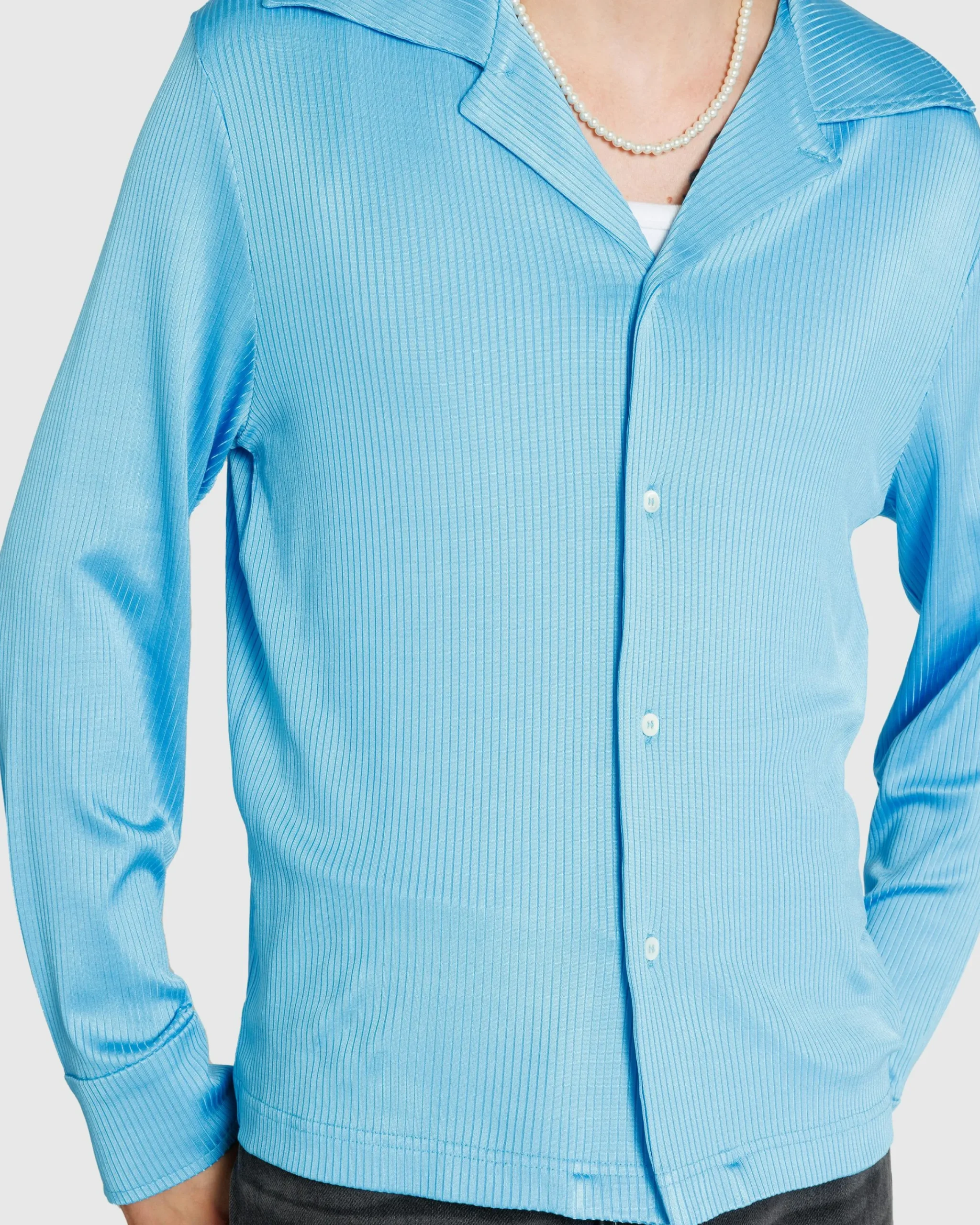Séfr Darian Shirt Cyan Jersey Rib- Shirts