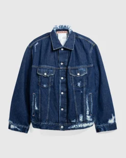 Acne Studios Distressed Denim Jacket Mid Blue- Outerwear