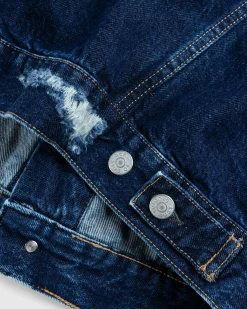 Acne Studios Distressed Denim Jacket Mid Blue- Outerwear