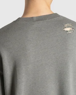 Acne Studios Distressed Logo Print Sweater Moss Green- Sweats