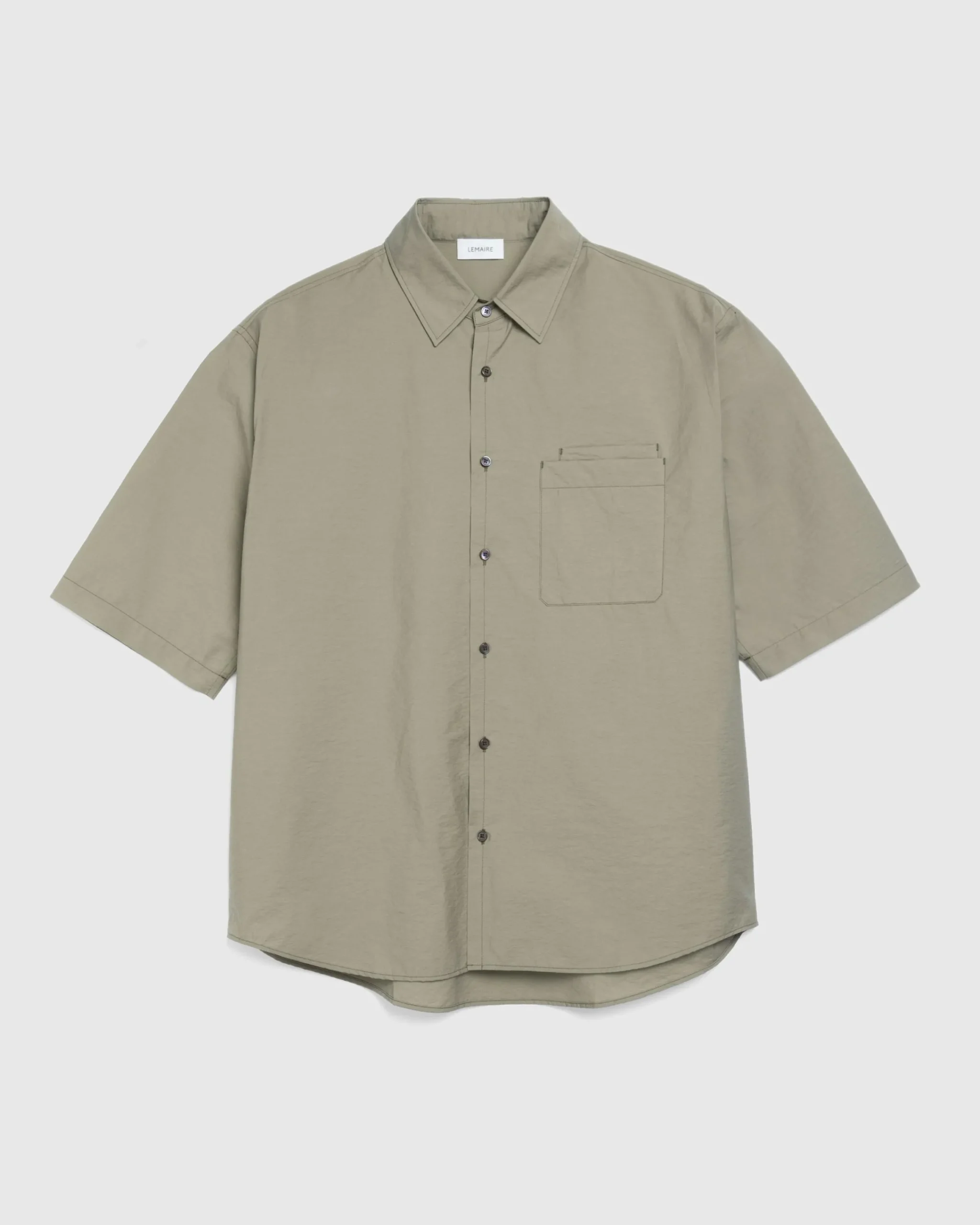 Lemaire Double Pocket Short-Sleeve Shirt Dusty Khaki- Shirts