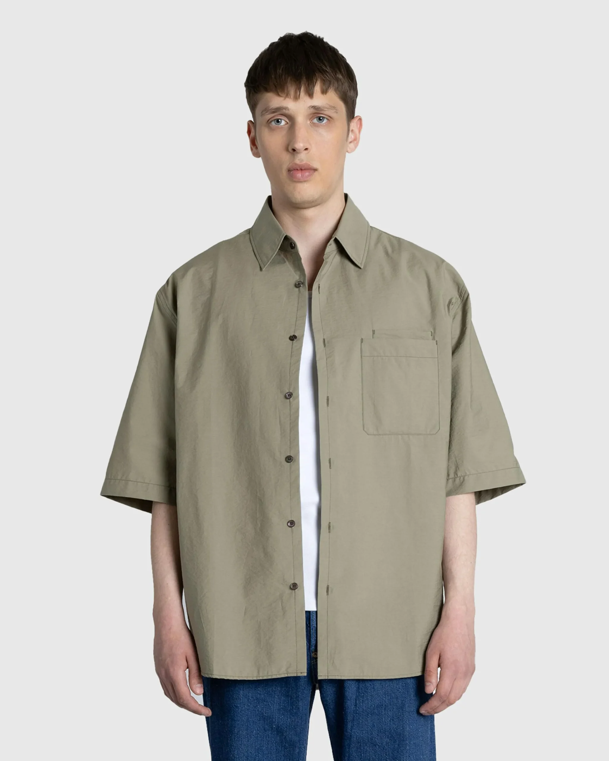 Lemaire Double Pocket Short-Sleeve Shirt Dusty Khaki- Shirts