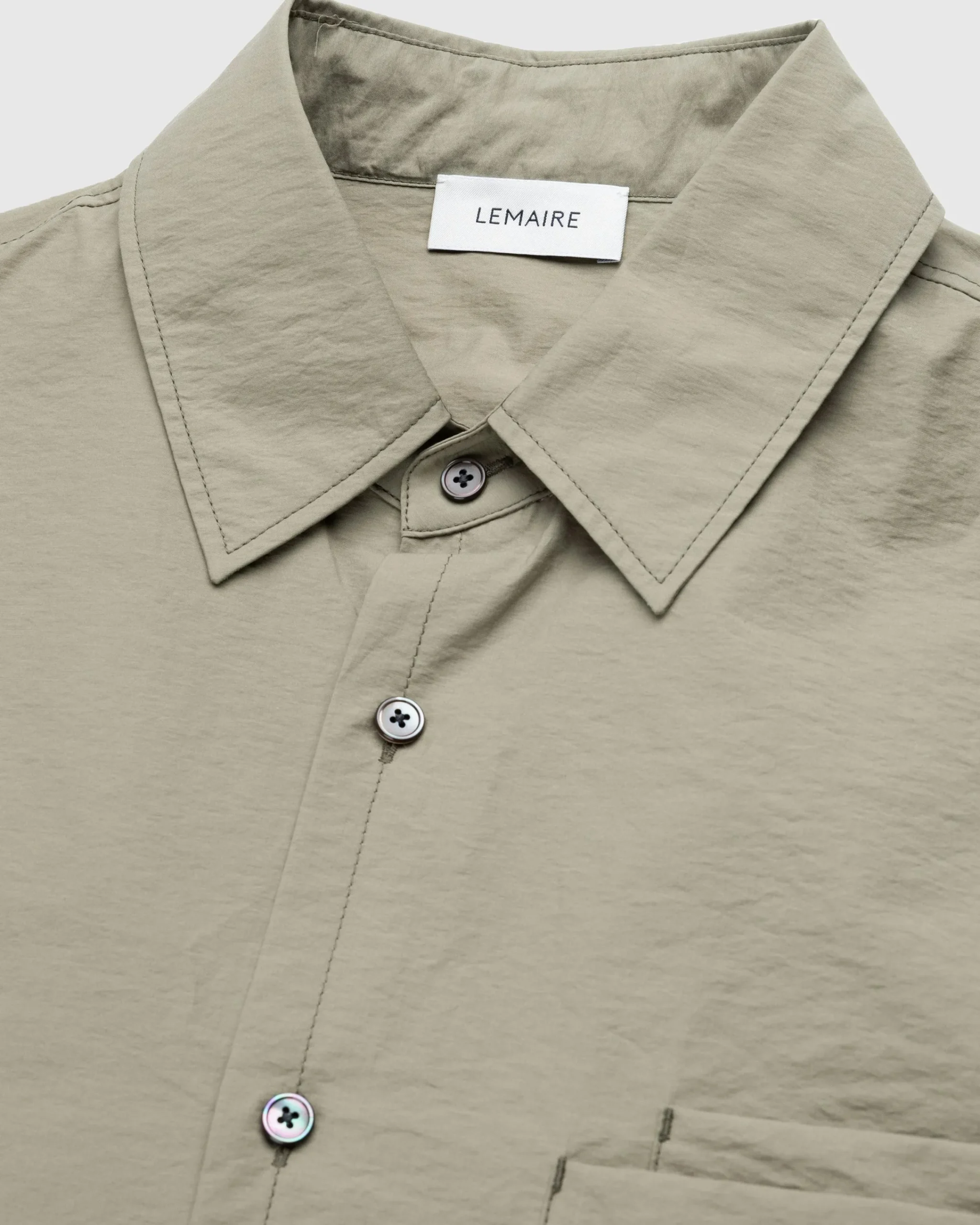 Lemaire Double Pocket Short-Sleeve Shirt Dusty Khaki- Shirts