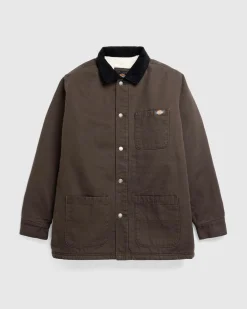 Dickies Duck High Pile Fleece Lined Chore Jacket Dark Brown- Outerwear