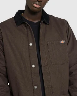 Dickies Duck High Pile Fleece Lined Chore Jacket Dark Brown- Outerwear