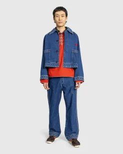 Bode Embroidered Denim Knolly Brook Trouser- Pants