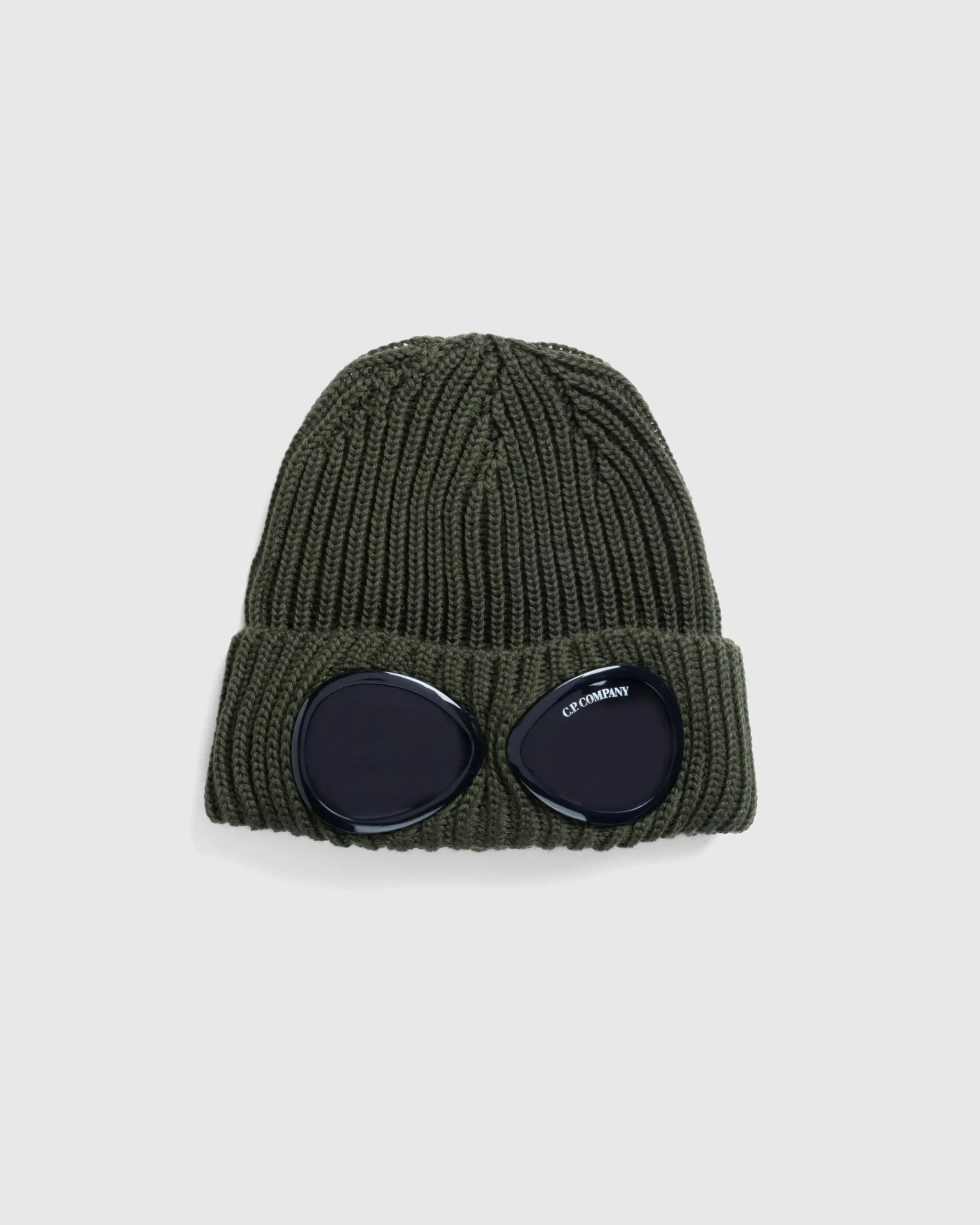 C.P. Company Extra Fine Merino Wool Goggle Beanie Ivy Green- Hats