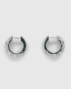 Hatton Labs Facet Hoop Earrings Sterling Silver/White- Jewelry