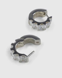 Hatton Labs Facet Hoop Earrings Sterling Silver/White- Jewelry