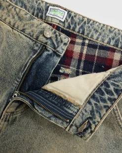 Guess USA Flannel Lined Relaxed Denim Pant Grey- Pants