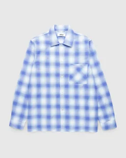 Tekla Flannel Pyjamas Shirt Light Blue Plaid- Underwear And Loungewear
