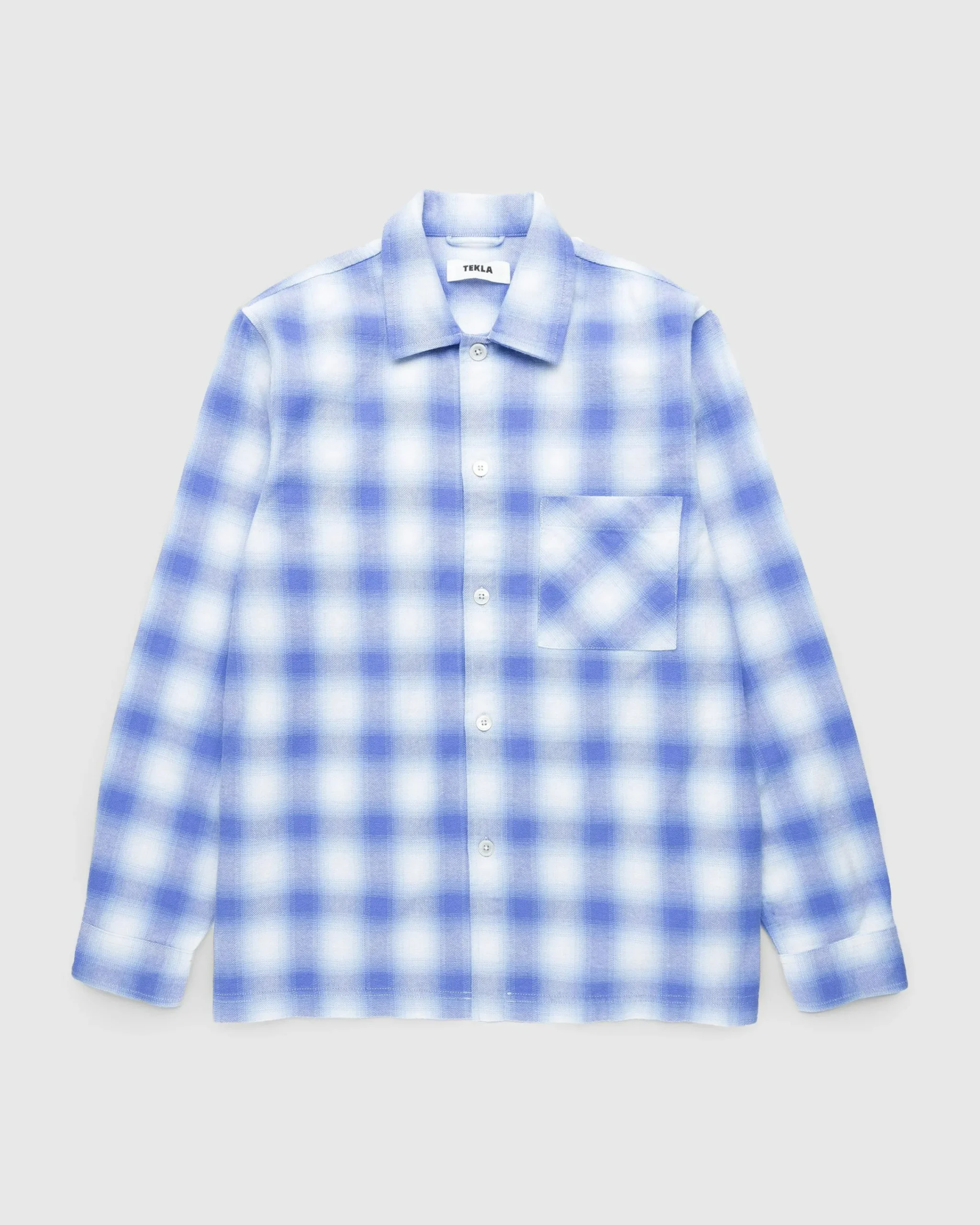 Tekla Flannel Pyjamas Shirt Light Blue Plaid- Underwear And Loungewear