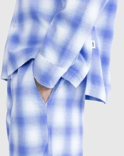 Tekla Flannel Pyjamas Shirt Light Blue Plaid- Underwear And Loungewear