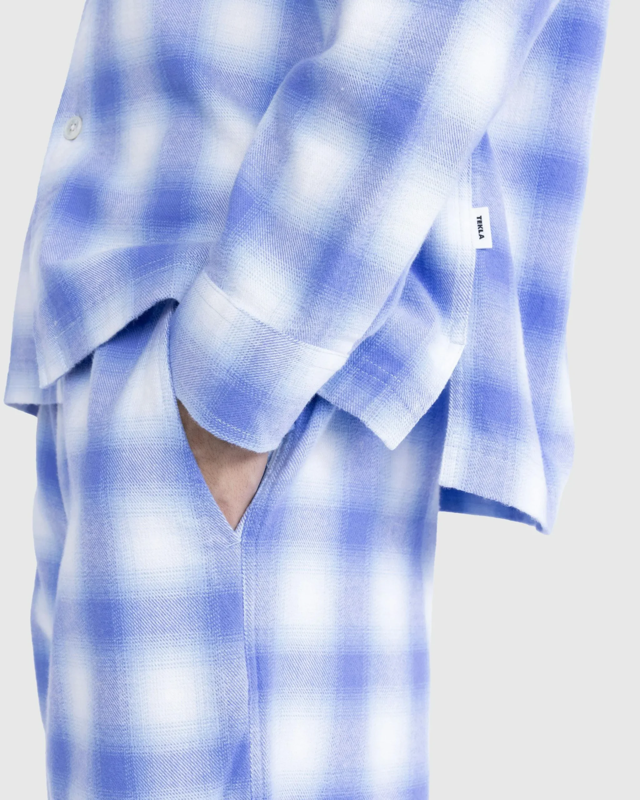 Tekla Flannel Pyjamas Shirt Light Blue Plaid- Underwear And Loungewear