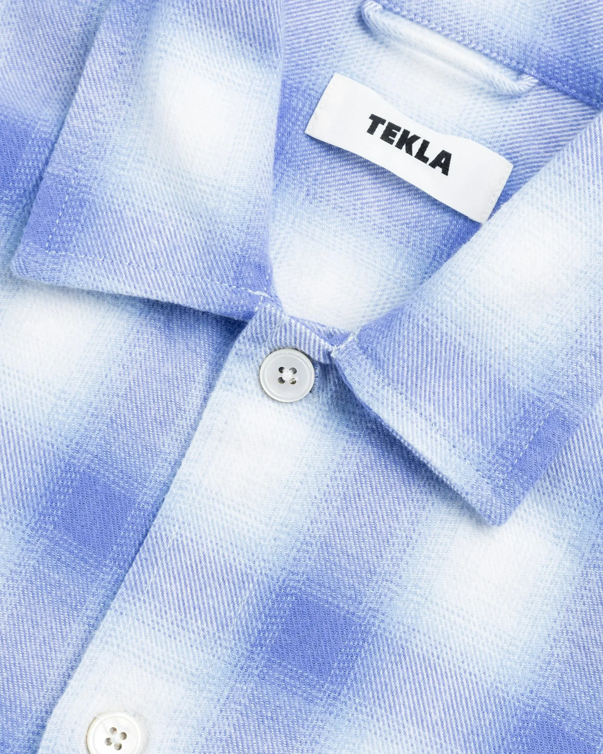 Tekla Flannel Pyjamas Shirt Light Blue Plaid- Underwear And Loungewear