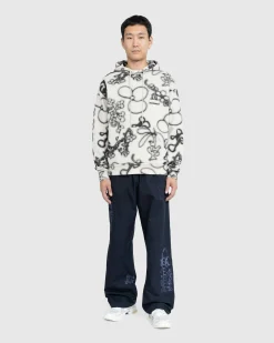 NTS Fleece Flower Hoodie Ivory/Black- Sweats