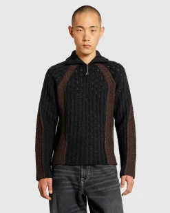 ROA Flower Stitch Turtleneck Zip Up- Knitwear