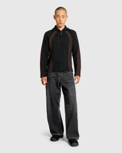 ROA Flower Stitch Turtleneck Zip Up- Knitwear