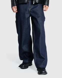 Meta Campania Collective Frankie Raw Denim Straight Leg Workwear Trousers Midnight Blue- Pants