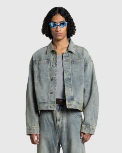 Entire Studios Gem Denim Jacket Surface Wave- Outerwear